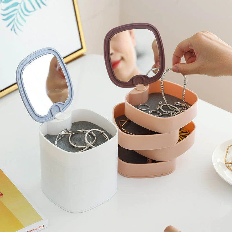 Rotary Jewelry Storage Box with Mirror Lid 4 Layer_3