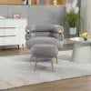 Velvet Accent Armchair with Footstool