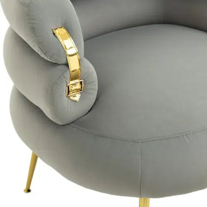 Velvet Accent Armchair with Footstool