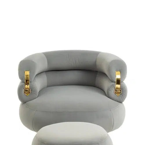 Velvet Accent Armchair with Footstool