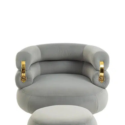 Velvet Accent Armchair with Footstool