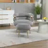 Velvet Accent Armchair with Footstool