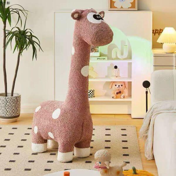 Kids Single Seater Plush Giraffe Fabric Sofa