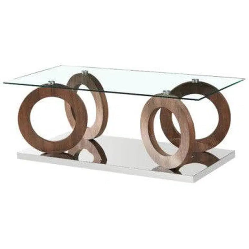 Glass Top Coffee Table with Wooden Legs