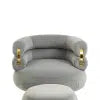 Velvet Accent Armchair with Footstool